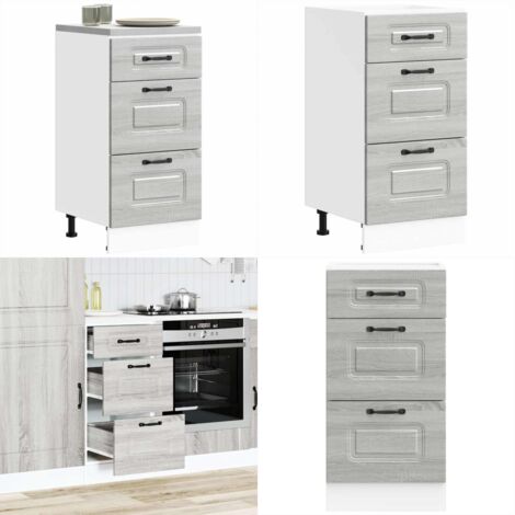 Mueble bajo de cocina Kalmar gris sonoma madera de ingeniería - Almacenamiento bajo cocina - Muebles de cocina