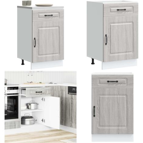 Mueble bajo de cocina Kalmar gris sonoma madera de ingeniería - Almacenamiento de cocina - Gabinete de cocina
