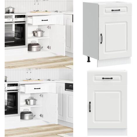 Mueble bajo de cocina Kalmar madera de ingeniería blanca - Almacenamiento de cocina - Gabinete de cocina