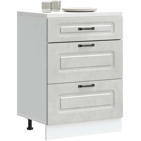 Mueble bajo de cocina Kalmar madera de ingeniería gris hormigón
