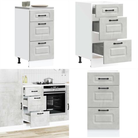 Mueble bajo de cocina Kalmar madera de ingeniería gris hormigón - Almacenamiento bajo cocina - Gabinete cocina