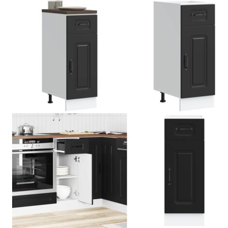 Mueble bajo de cocina Kalmar madera de ingeniería negra - Almacenamiento bajo cocina - Mueble bajo cocina