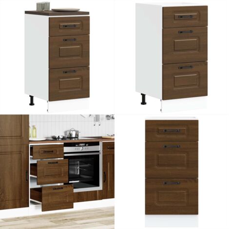 Mueble bajo de cocina Kalmar madera ingeniería de roble marrón - Almacenamiento bajo cocina - Cocina organizada