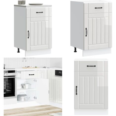 Mueble bajo de cocina Lucca blanca de alto brillo - Almacenamiento bajo cocina - Gabinete de cocina