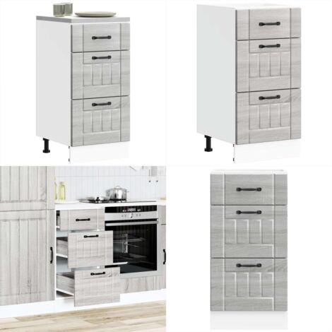 Mueble bajo de cocina Lucca madera contrachapada gris sonoma - Almacenamiento bajo cocina - Mueble bajo cocina