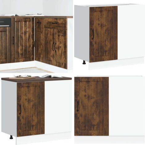 Mueble bajo de cocina Lucca madera contrachapada roble ahumado - Almacenamiento en cocina - Muebles de cocina