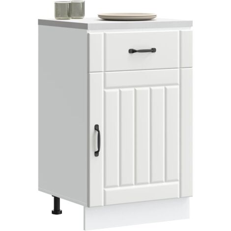 Mueble bajo de cocina Lucca madera de ingeniería blanca