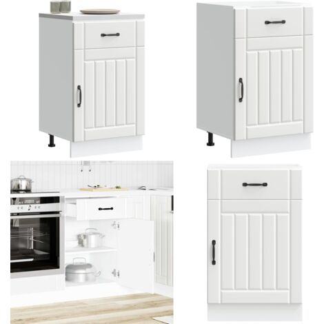 Mueble bajo de cocina Lucca madera de ingeniería blanca - Almacenamiento bajo cocina - Cocina organizada