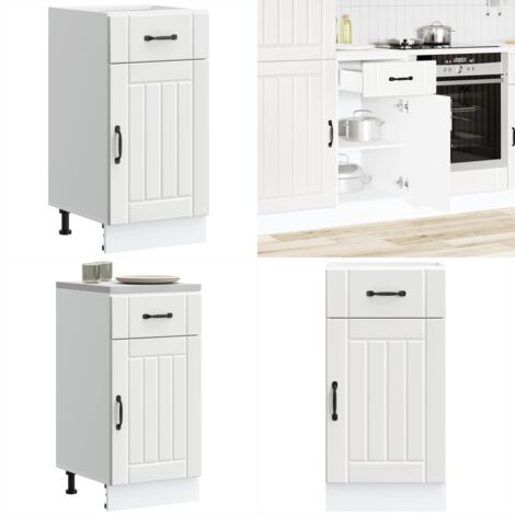 Mueble bajo de cocina Lucca madera de ingeniería blanca - Almacenamiento bajo cocina - Cocina organizada