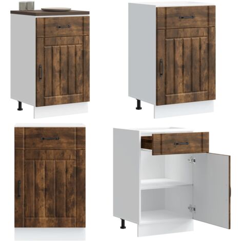 Mueble bajo de cocina Lucca madera de ingeniería roble ahumado - Almacenamiento bajo cocina - Mueble de cocina