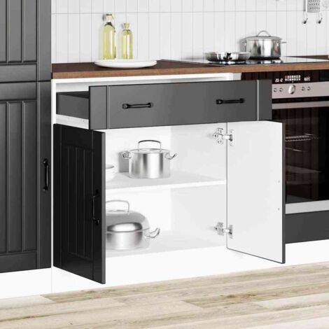 Mueble bajo de cocina Lucca madera ingeniería negra