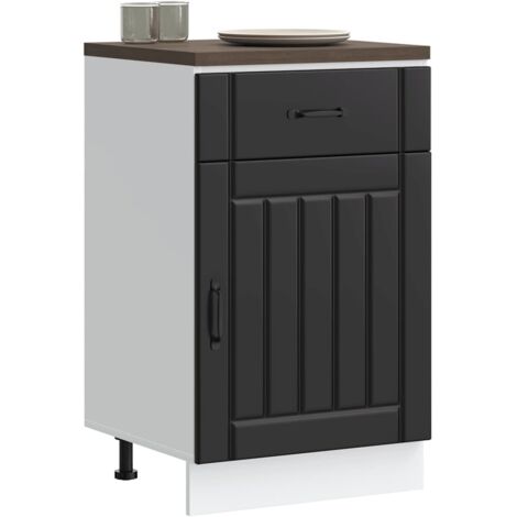 Mueble bajo de cocina Lucca madera ingeniería negra
