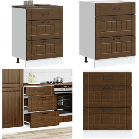 Mueble bajo de cocina Lucca roble marrón - Almacenamiento bajo cocina - Mueble bajo cocina