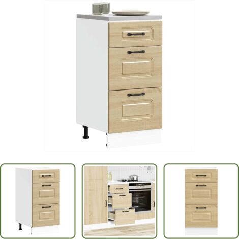 Mueble bajo de cocina -  Mueble bajo de cocina Kalmar madera ingeniería de roble sonoma