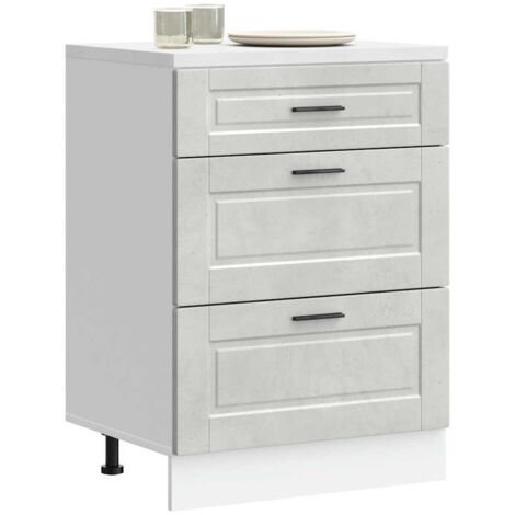 Mueble bajo de cocina porto gris cemento madera reconstituida