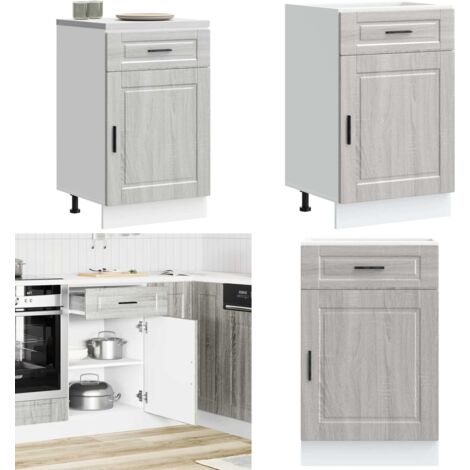 Mueble bajo de cocina porto gris sonoma madera reconstituida - Almacenamiento bajo cocina - Mueble bajo cocina