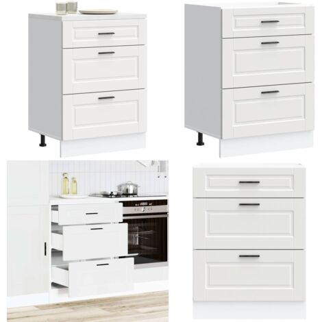 Mueble bajo de cocina Porto madera contrachapada blanca - Almacenamiento bajo cocina - Mueble bajo cocina