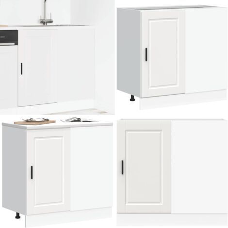 Mueble bajo de cocina Porto madera contrachapada blanca - Mueble bajo de cocina - Almacenamiento bajo cocina