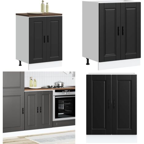 Mueble bajo de cocina Porto madera contrachapada negro - Mueble bajo de cocina - Almacenamiento bajo cocina