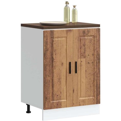 Mueble bajo de cocina porto madera vieja madera reconstituida
