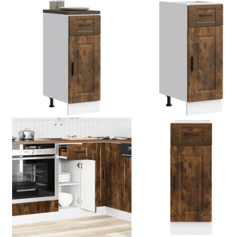 Mueble bajo de cocina porto roble ahumado madera reconstituida - Almacenamiento bajo cocina - Madera de ingeniería