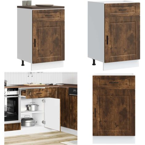Mueble bajo de cocina porto roble ahumado madera reconstituida - Almacenamiento de cocina - Madera de ingeniería