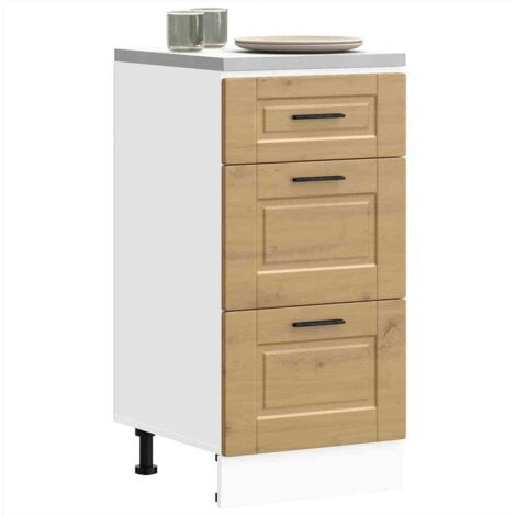 Mueble bajo de cocina porto roble artesano madera reconstituida