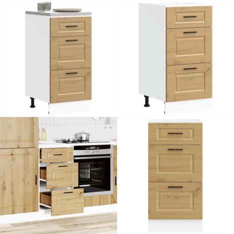 Mueble bajo de cocina porto roble artesano madera reconstituida - Almacenamiento de cocina - Madera de ingeniería