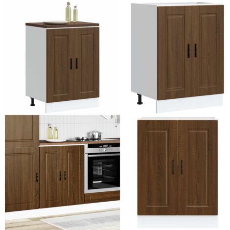 Mueble bajo de cocina porto roble marrón madera reconstituida - Almacenamiento bajo cocina - Madera de ingeniería