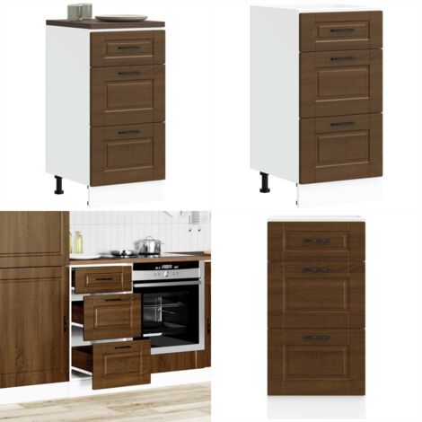 Mueble bajo de cocina porto roble marrón madera reconstituida - Almacenamiento bajo cocina - Madera de ingeniería