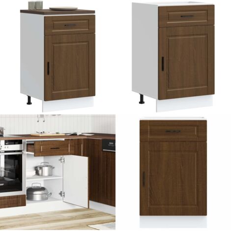 Mueble bajo de cocina porto roble marrón madera reconstituida - Almacenamiento bajo cocina - Muebles de cocina