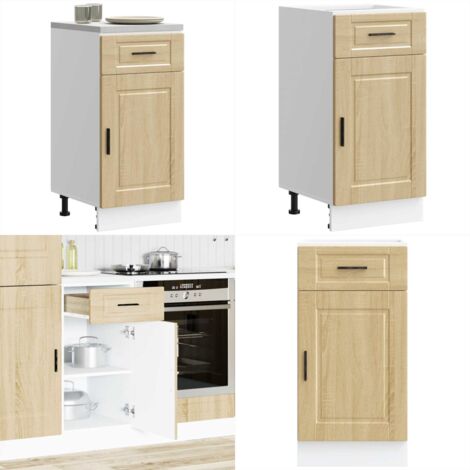 Mueble bajo de cocina porto roble sonoma madera reconstituida - Almacenamiento bajo cocina - Gabinete cocina