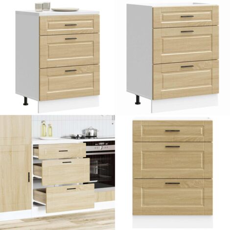 Mueble bajo de cocina porto roble sonoma madera reconstituida - Almacenamiento bajo cocina - Madera de ingeniería