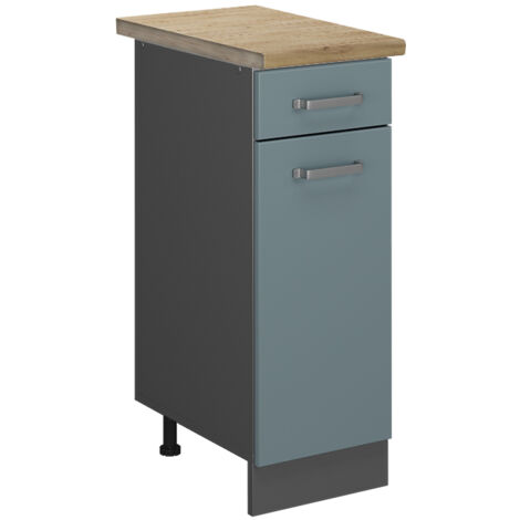 Mueble bajo de cocina R-Line, Gris azulado, 30 cm , ET Roble, Vicco