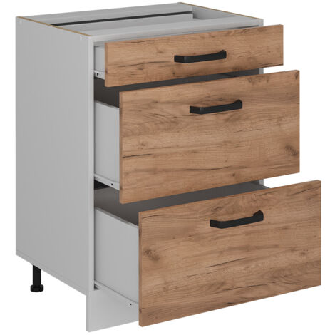 Mueble bajo de cocina R-Line, Roble dorado, 60 cm sin encimera, Vicco