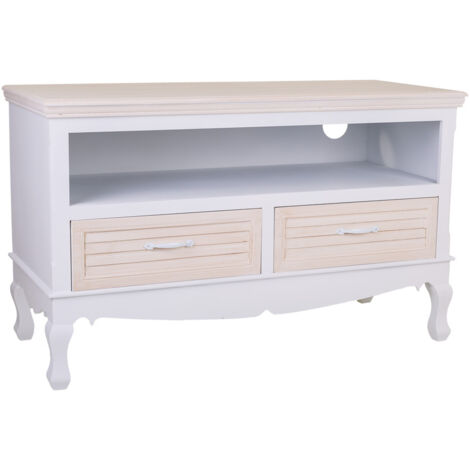 Mueble bajo de madera blanco 100x42x61