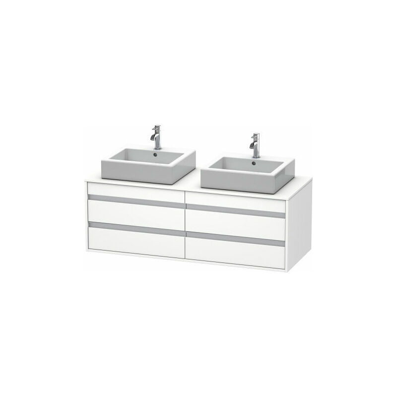 

Mueble bajo encimera Duravit Ketho 6657, 4 cajones, 1400mm, para 2 lavabos de sobremesa, a ambos lados, Color (frente/cuerpo): Decoración blanca de