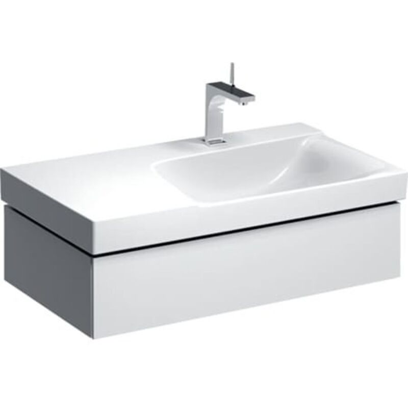 

Mueble bajo para lavabo Geberit Xeno² con estante, con un cajón: Ancho 88cm, Alto 22cm, Fondo 46,2cm, Blanco / Lacado alto brillo, Ancho del lavabo :