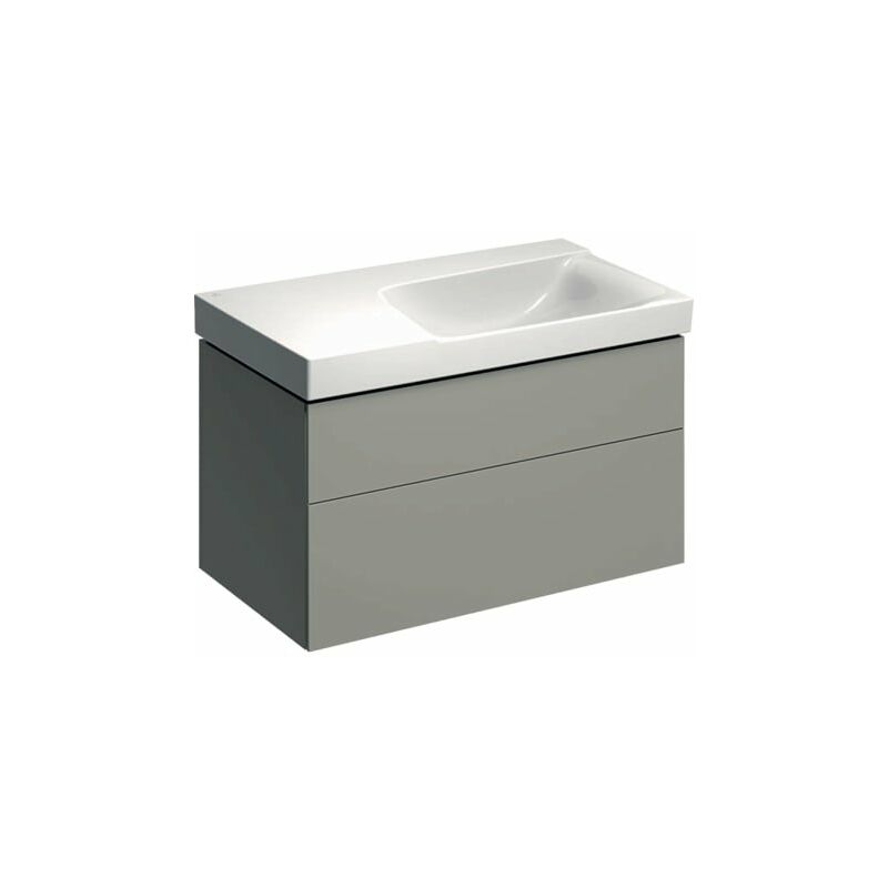 

Keramag - Mueble bajo encimera Geberit Xeno 2 con sifón a la derecha 500.516., 880x530x462mm, 2 cajones, color: Laca mate grisácea - 500.516.00.1