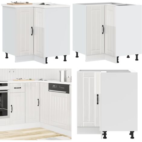 Mueble bajo esquina de cocina Lucca alto brillo blanco - Gabinete cocina - Almacenamiento cocina