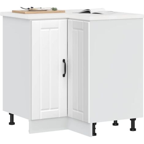 Mueble bajo esquinero de cocina Lucca madera ingeniería blanca