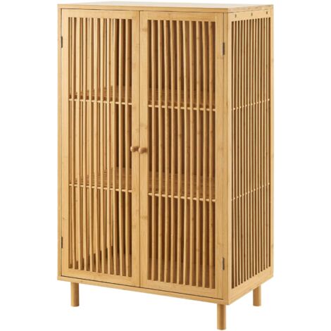 Mueble bajo/estante/almacenaje 110 x 66 x 40 cm mueble de almacenaje de bambú natural 030008862