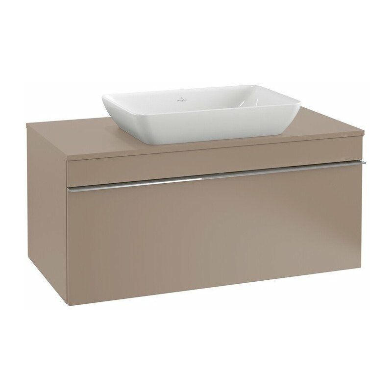 

Mueble bajo lavabo, 757 x 436 x 502 mm, modelo suspendido, En madera, lavabo en el medio Blanco Mate