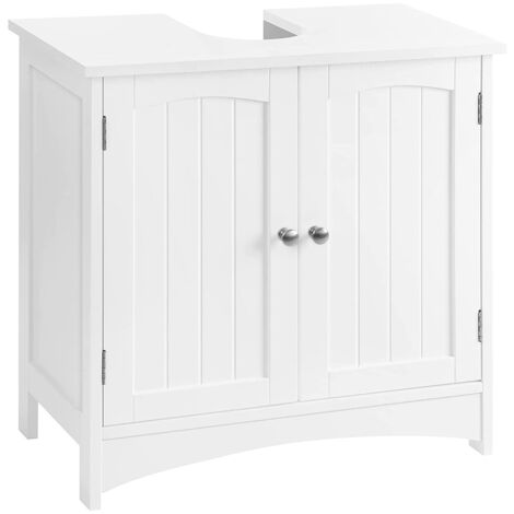 VASAGLE Armario de Baño para Debajo del Lavabo Armario bajo Lavabo Armario de almacenaje 2 Puertas 2 Compartimentos Balda Ajustable en Altura Tamaño DE 60 x 30 x 60 cm Blanco por SONGMICS