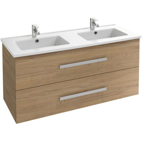 Mueble bajo lavabo doble 120 cm JACOB DELAFON Ola UP roble Colorado