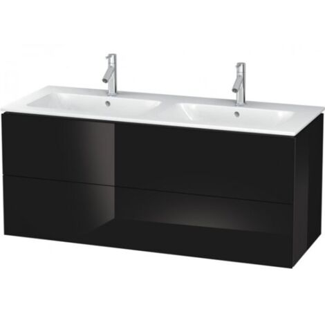 Mueble bajo lavabo L-CUBE 1290x481x555mm negro alto brillo