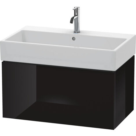 Mueble bajo lavabo L-CUBE 394x784x459mm negro alto brillo