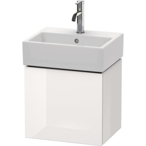 Mueble bajo lavabo L-CUBE 400x434x341mm apertura izquierda blanco brillo