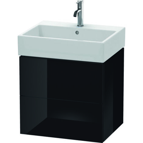 Mueble bajo lavabo L-CUBE 544x584x459mm negro alto brillo