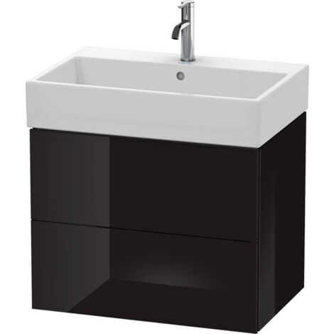 Mueble bajo lavabo L-CUBE 544x684x459mm negro alto brillo